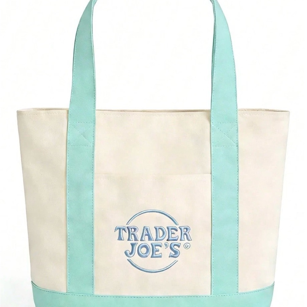 NWT- Trader Joe’s Mini Pastel Canvas Tote Bag - Pink, Green, Blue, Lavender - Picture 3 of 4
